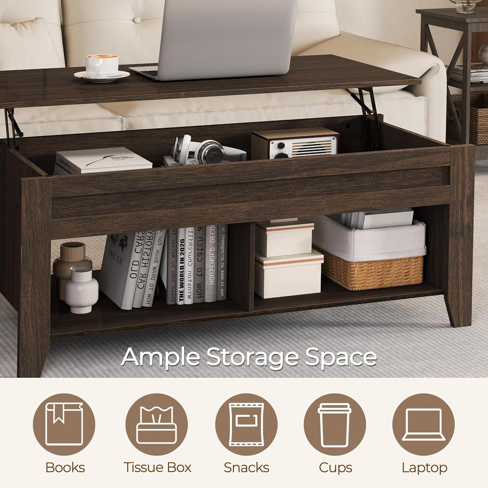 Yaheetech 39.5" Lift Top Coffee Table with Storage Shelf, Espresso