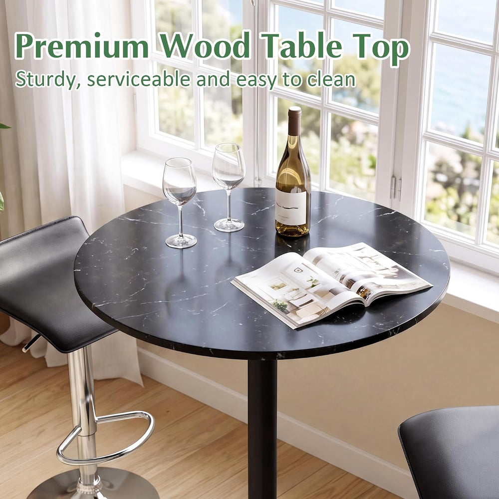 NOBPEINT Modern Round Pub Tables Bar Table with Metal Cross Base, Wooden Cock...