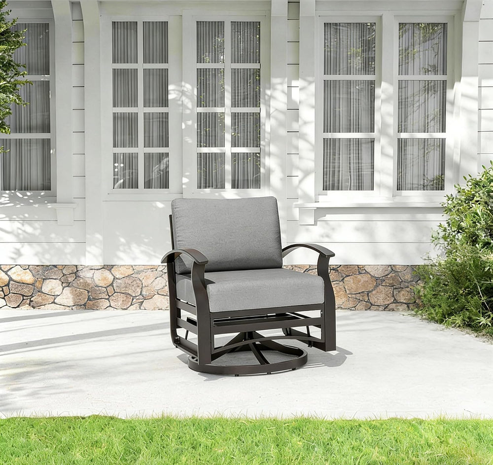 Kurapika 1 Piece Patio Furniture Chair, Outdoor Aluminum Swivel Glider Rocker...