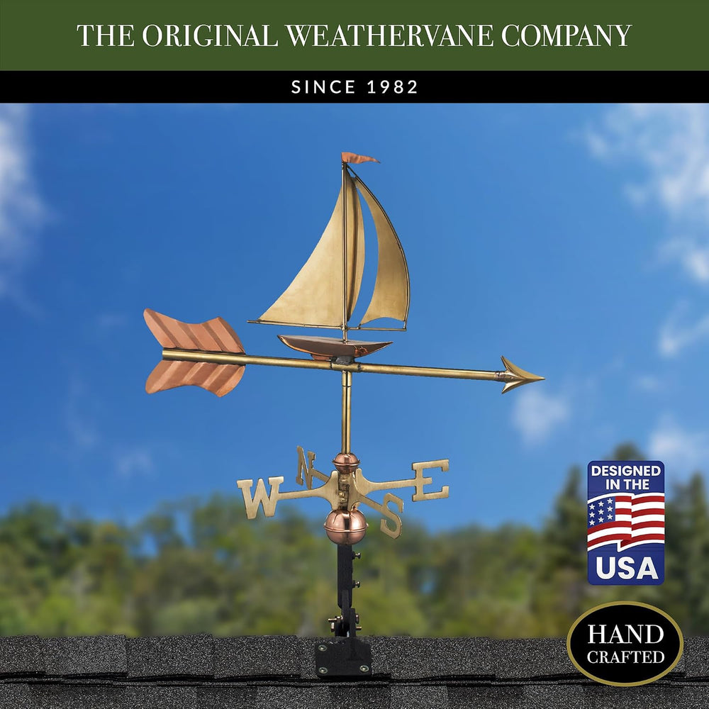 Good Directions 8803PR Sailboat Cottage Weathervane, Polished Copper with Roo...