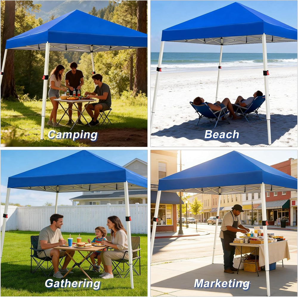 WEIZE 10x10 Slant Legs Pop Up Canopy Tent, 1-Button Push Setup Canopy Tent, A...
