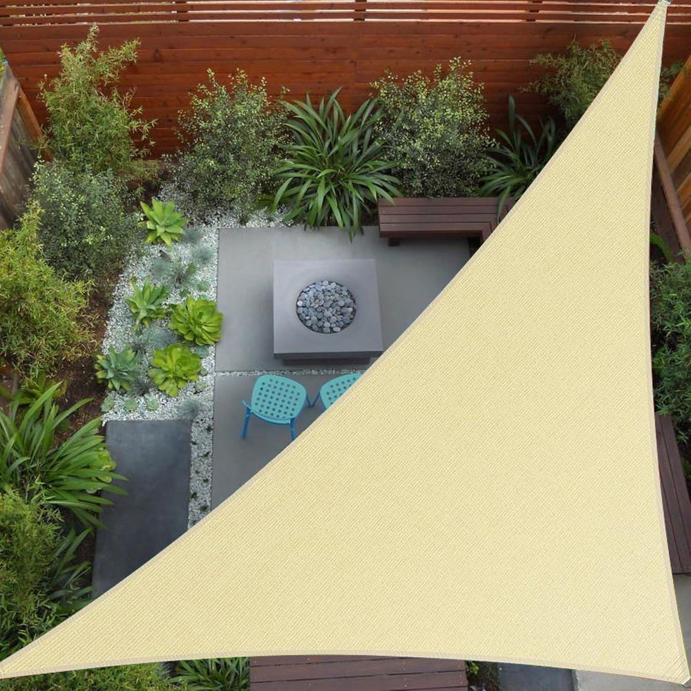 8' x 16' x 17.9' Custom Size Beige Triangle Sun Shade Sail Sun Bl...