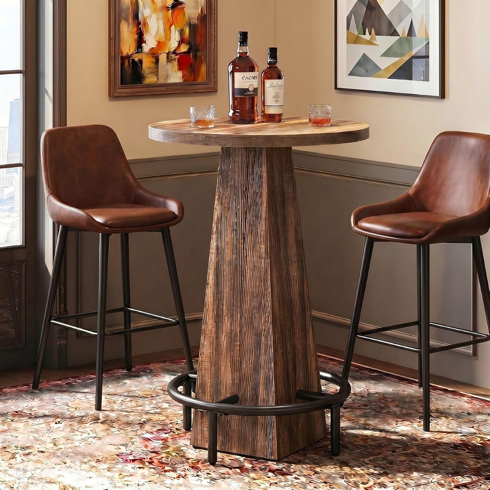 Tribesigns Round Bar Table, 37.4" High Pub Table with Metal Footrest