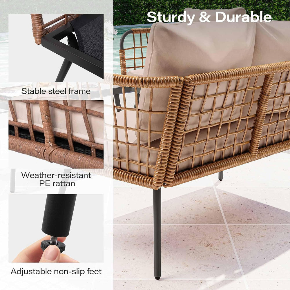 LAUSAINT HOME 4 Pieces Outdoor Patio Furniture Set, Rattan Balcony Furniture ...