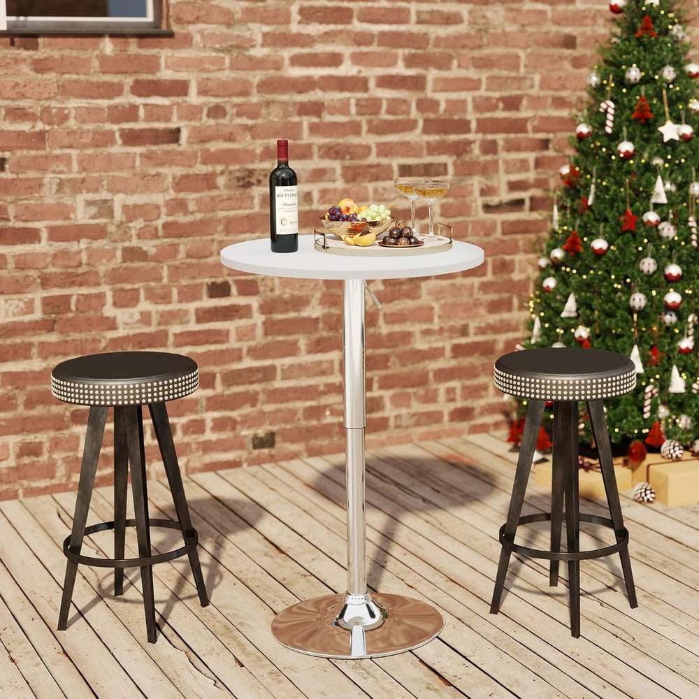 NOBPEINT Round Pub Table, Height Adjustable Bar Table 27-36 inches, 360 Swive...