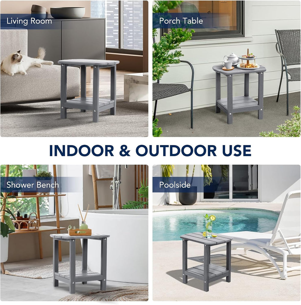 nalone Adirondack Side Table 16.5" Outdoor Side Table HDPE Plastic Doubl...