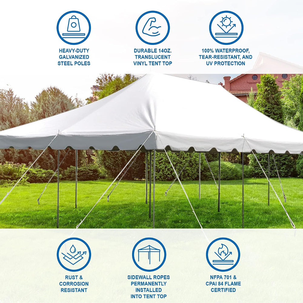 Party Tents Direct 20' x 30' Standard Canopy Pole Tent, White Top