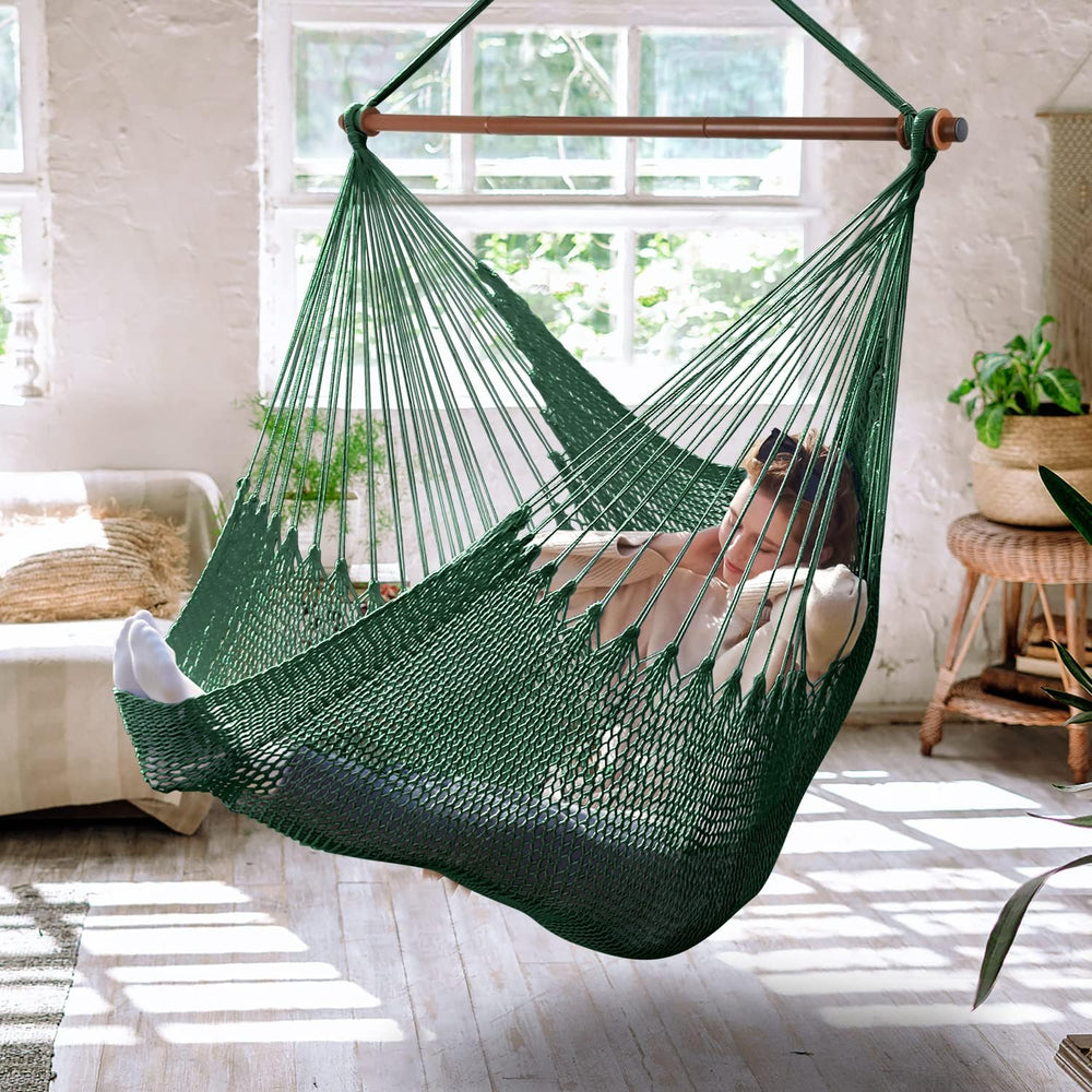 Upgraded Caribbean Hammock Chair with Detachable Metal Bar, Large Hammock Swi...
