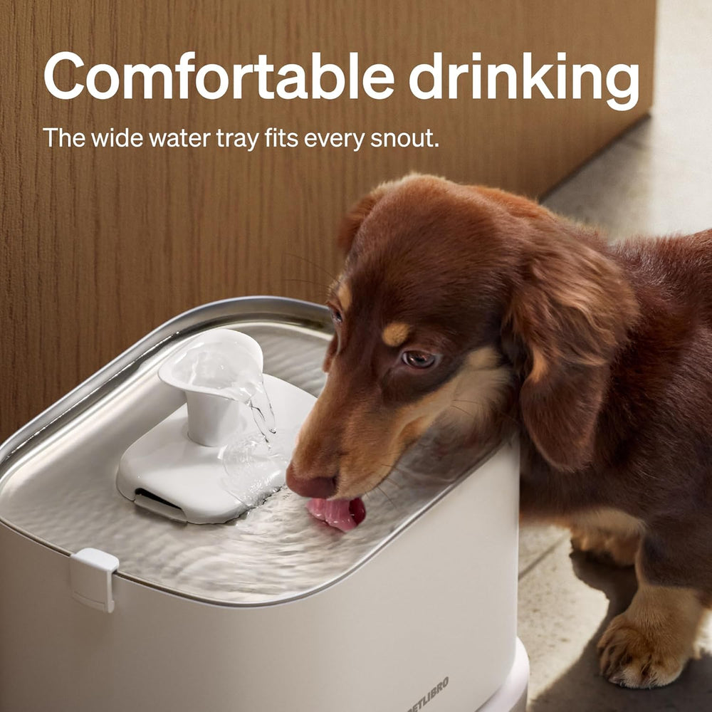 PETLIBRO Quiet Dog Water Fountain Stainless Steel Tray, Smart Pet Water Fount...
