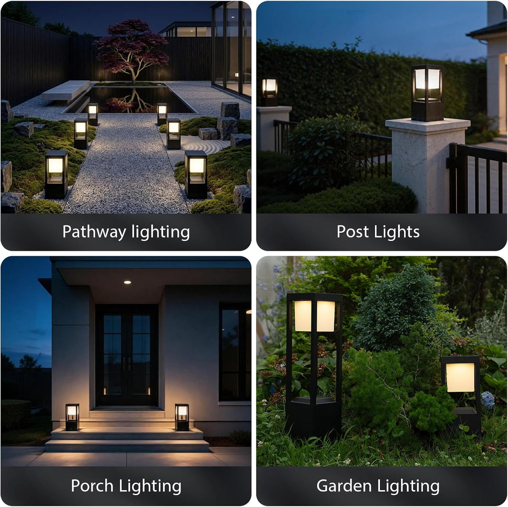 Solar Floor Lamp Outdoor Waterproof, 13.7" H 2-Pack