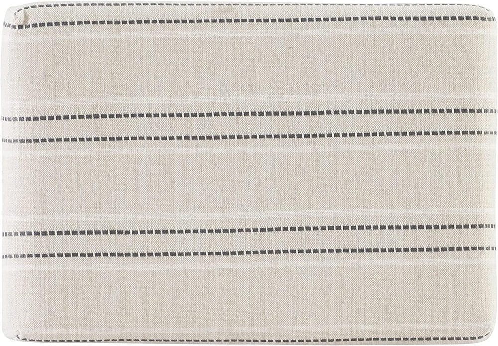 Linon Kingston Natural Wood with Upholstered Linen seat 24 Inch Seat Height B...