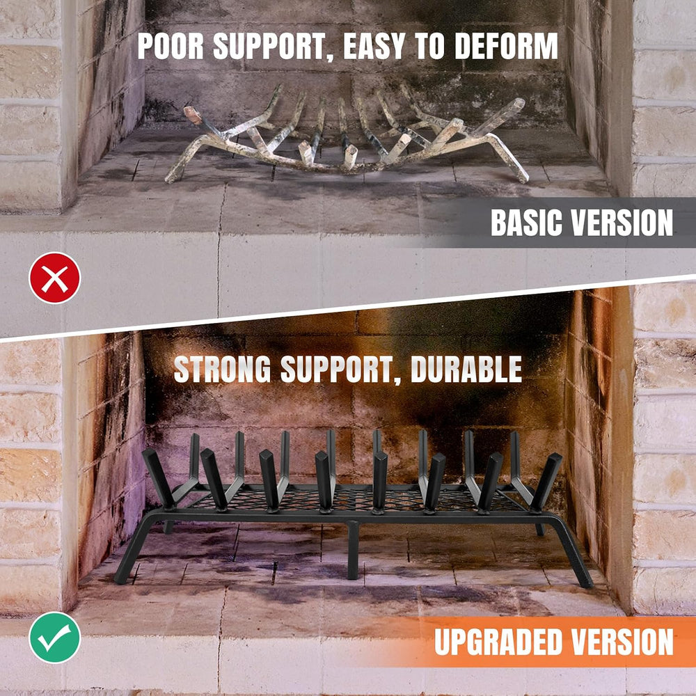 INNO STAGE 30 Inch Fireplace Grate with Ember Retainer, Indoor Outdoor