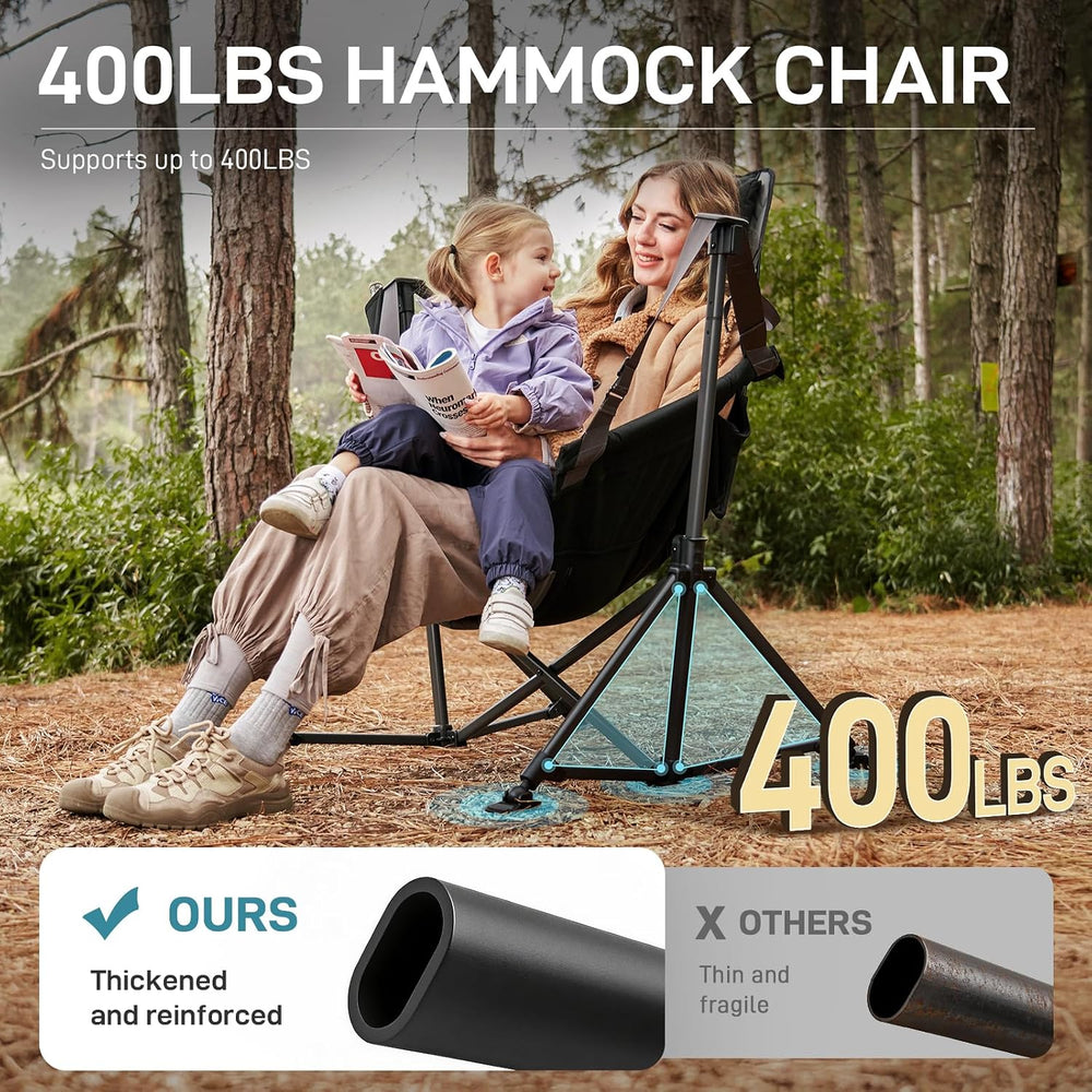 EVER ADVANCED Padded Oversized Hammock Camping Chair, Compact Heavy Duty Swin...