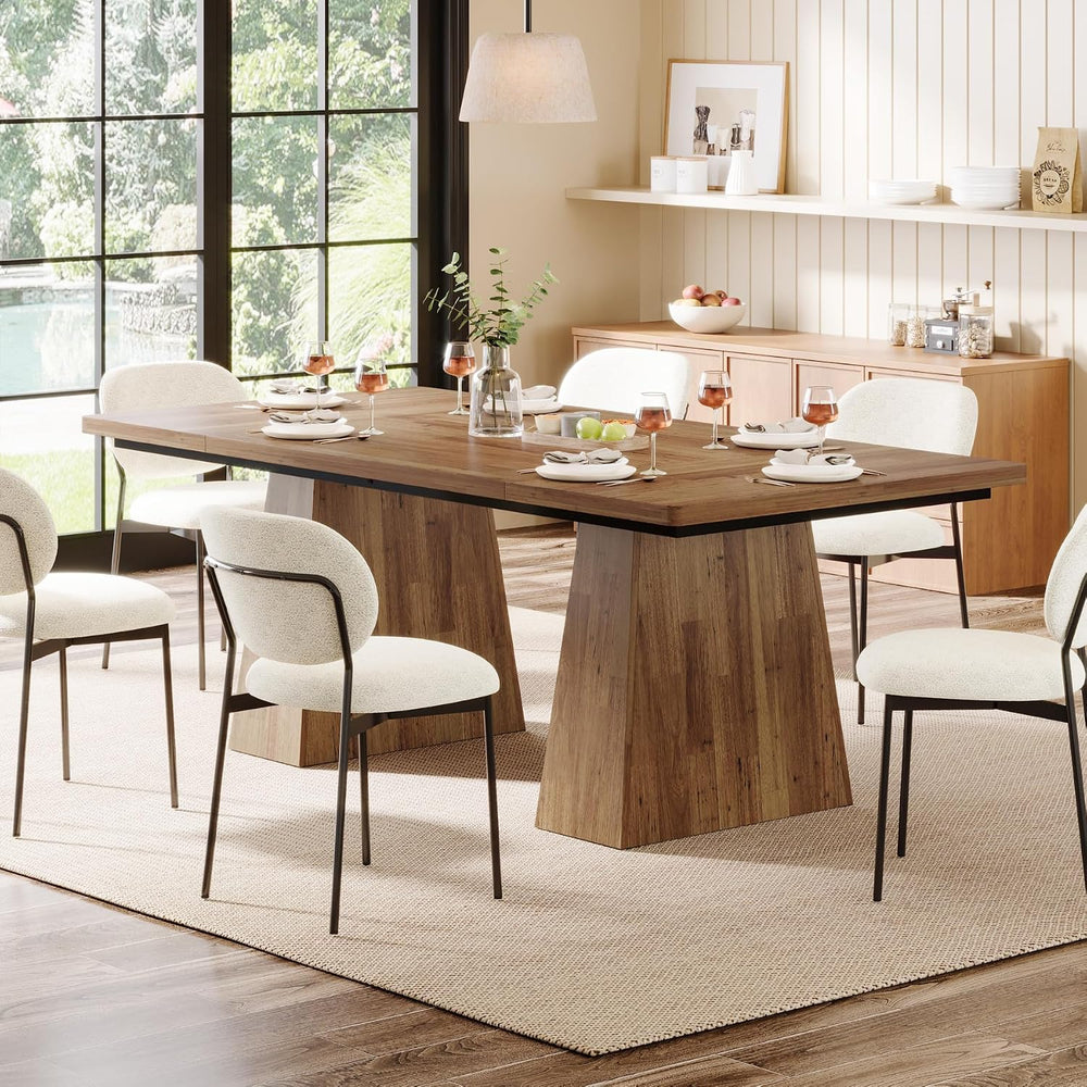 Tribesigns Dining Table for 6, Farmhouse Wood Dinner Rectangular Table Kitche...
