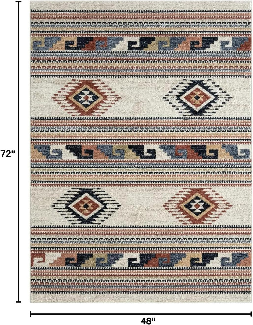 Abani Multicolor Southwestern Design Area Rug - Non-Shed Orange, Grey & B...