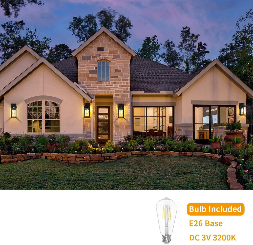 Auzev Outdoor Solar Wall Sconce Dusk to Dawn, Exterior Wall Light Fixture