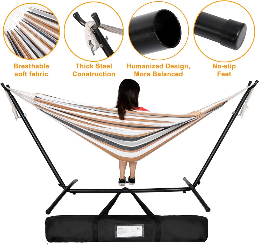 SUPER DEAL Portable 2 Person Hammock with 9FT Hammock Stand, 620 LBS Capacity...