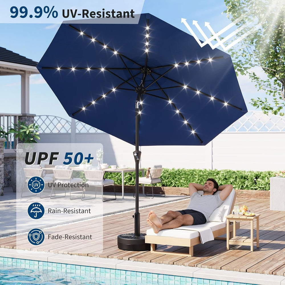 Garvee 9FT Solar Patio Umbrella Outdoor Umbrella with 32 LED Lights