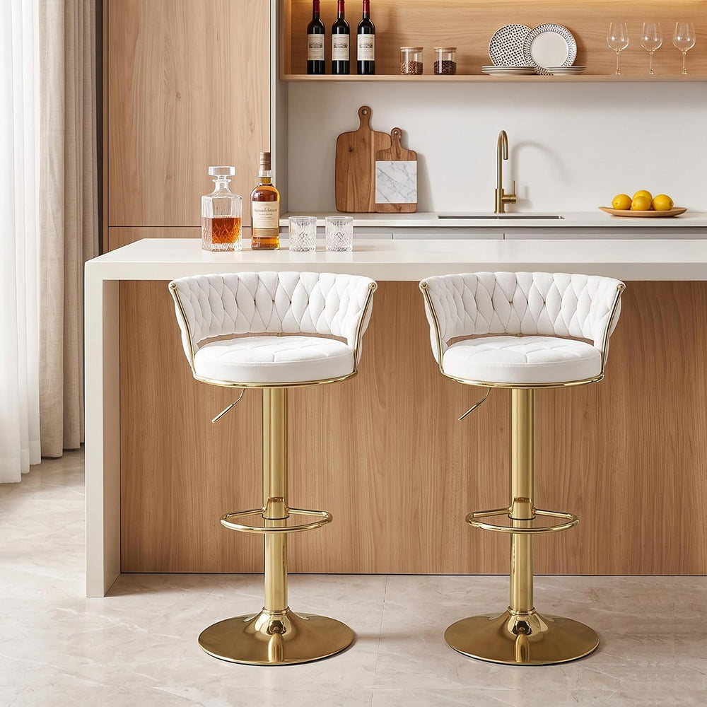 VECELO Bar Stools Set of 2, Adjustable Barstools Counter Height Stools with B...
