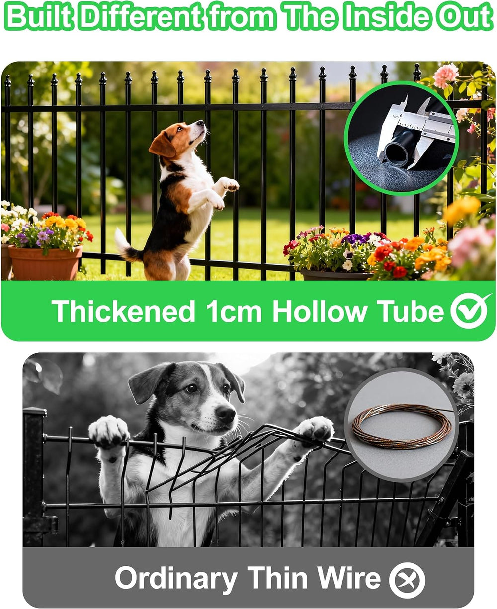 10-Panel Strong Dog Fence, 32in H x 24ft L, Thickened Hollow Iron Tubes, High...