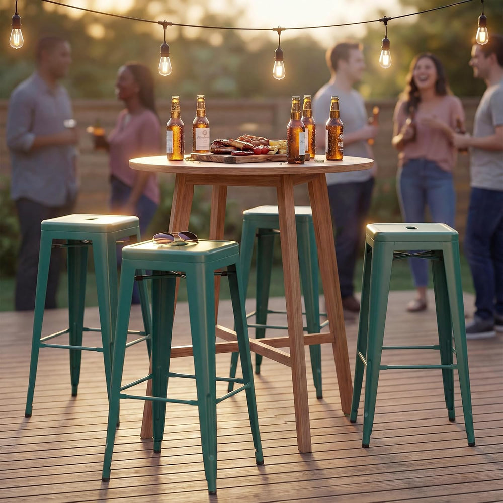 Shahoo 30 Inches Metal Bar Stools Counter Height Stackable Backless Stools, I...