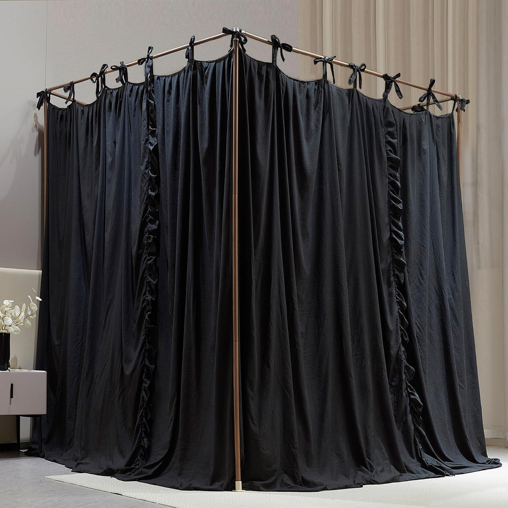 AIOOO 4 Corners Post Princess Curtain Bed Canopy Double Layer Cozy Mosquito N...