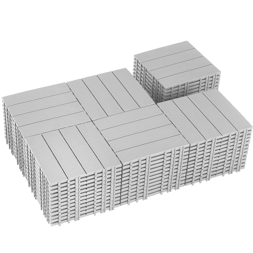 72 PCS Plastic Interlocking Deck Tiles - 12" x 12" Waterproof Indoo...