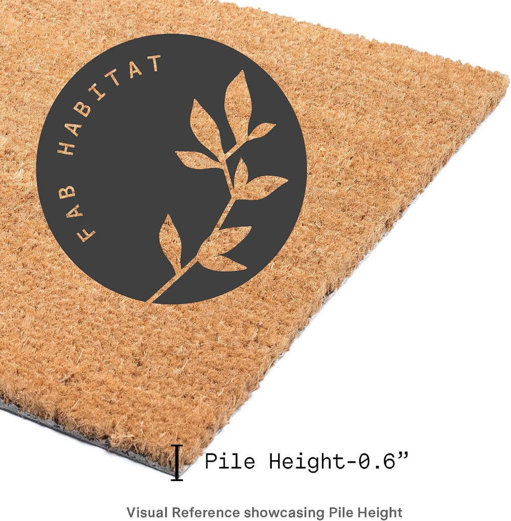 Fab Habitat Modern Non Slip Doormat - Durable, Thin - Natural Coir & Rubb...