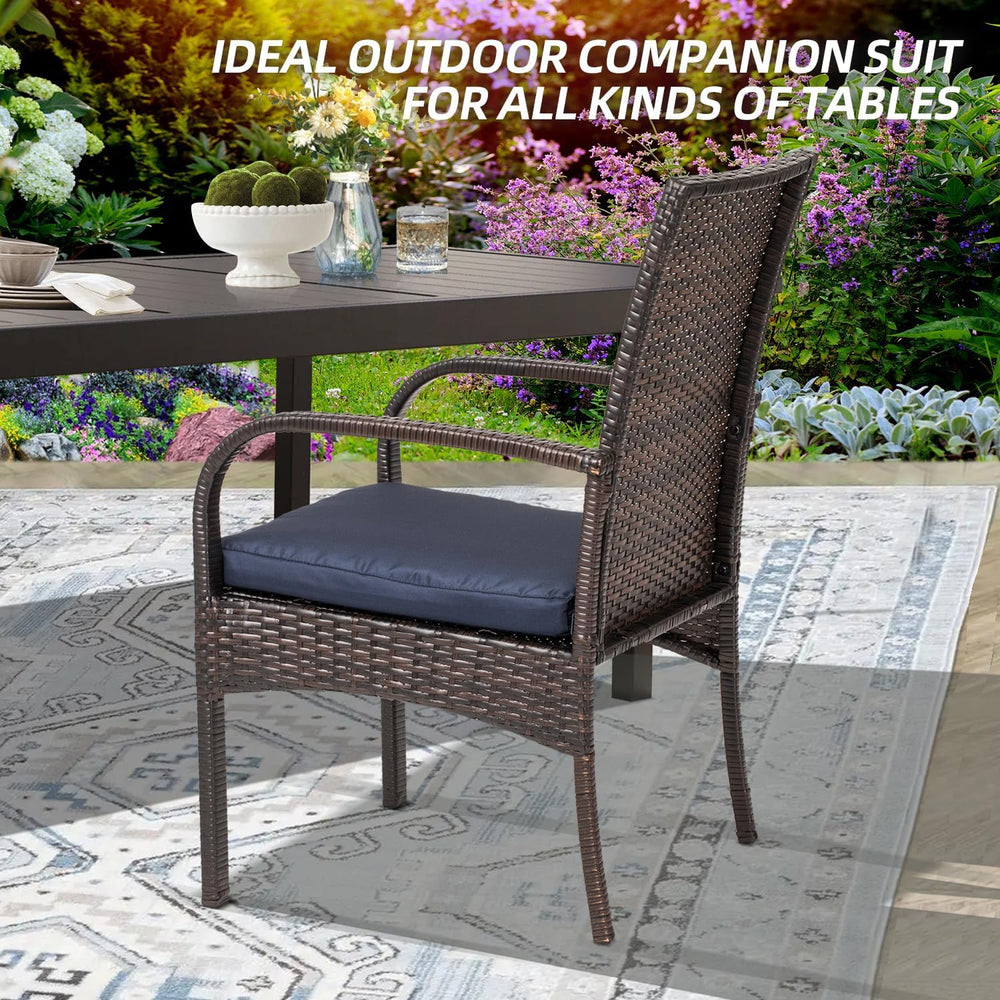 Wicker Patio Dining Chairs Set of 4 - All Weather Outdoor Wicker Chairs with ...