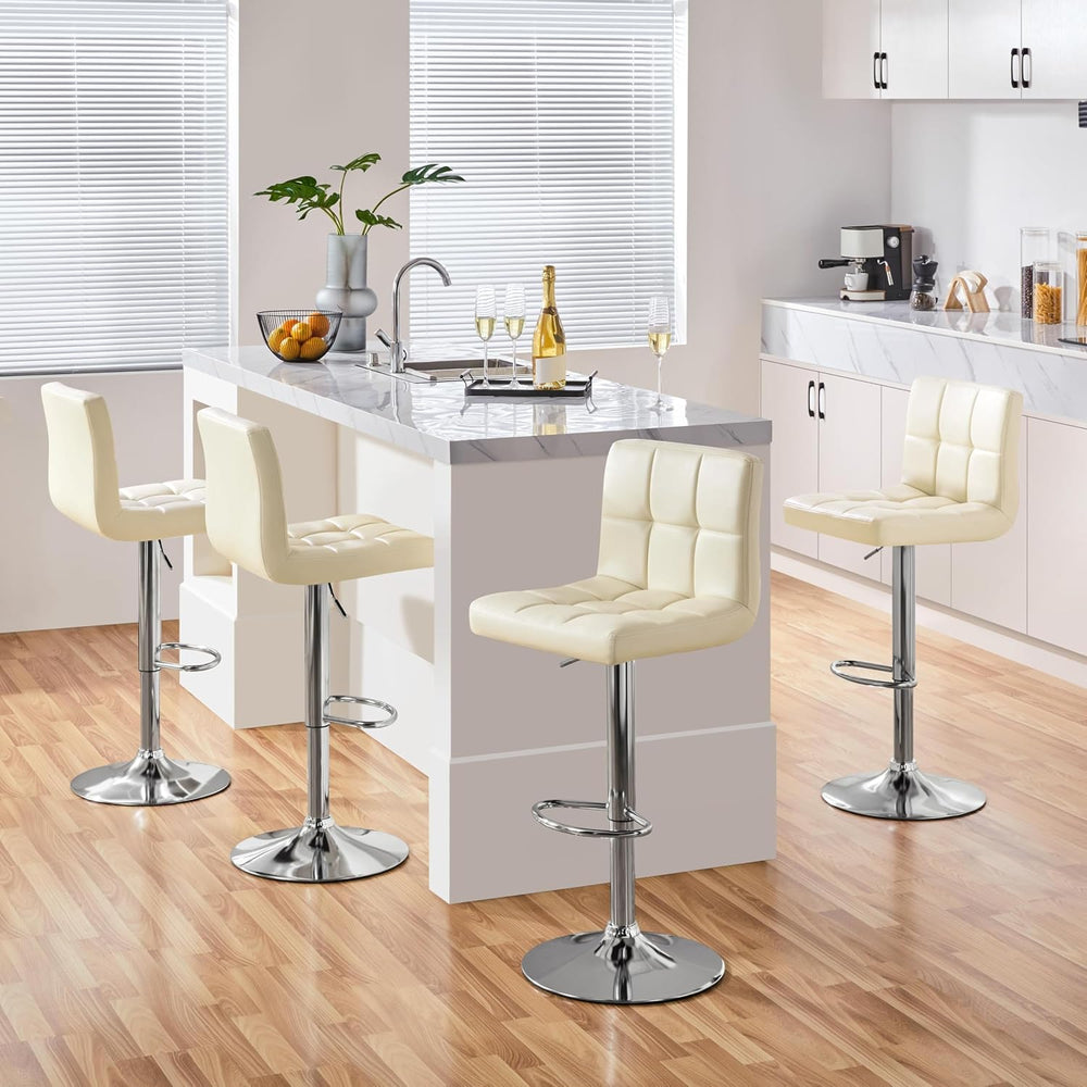 Yaheetech Bar Stools Set of 4 Adjustable Counter Height Barstools Beige