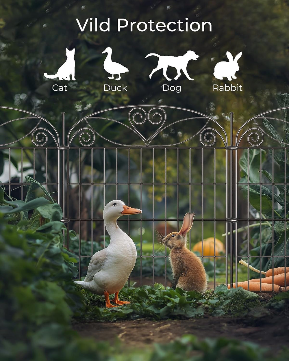 5 Panels No Dig Decorative Outdoor Garden Fence, 32 in(H) X 11.8 ft(L) Animal...