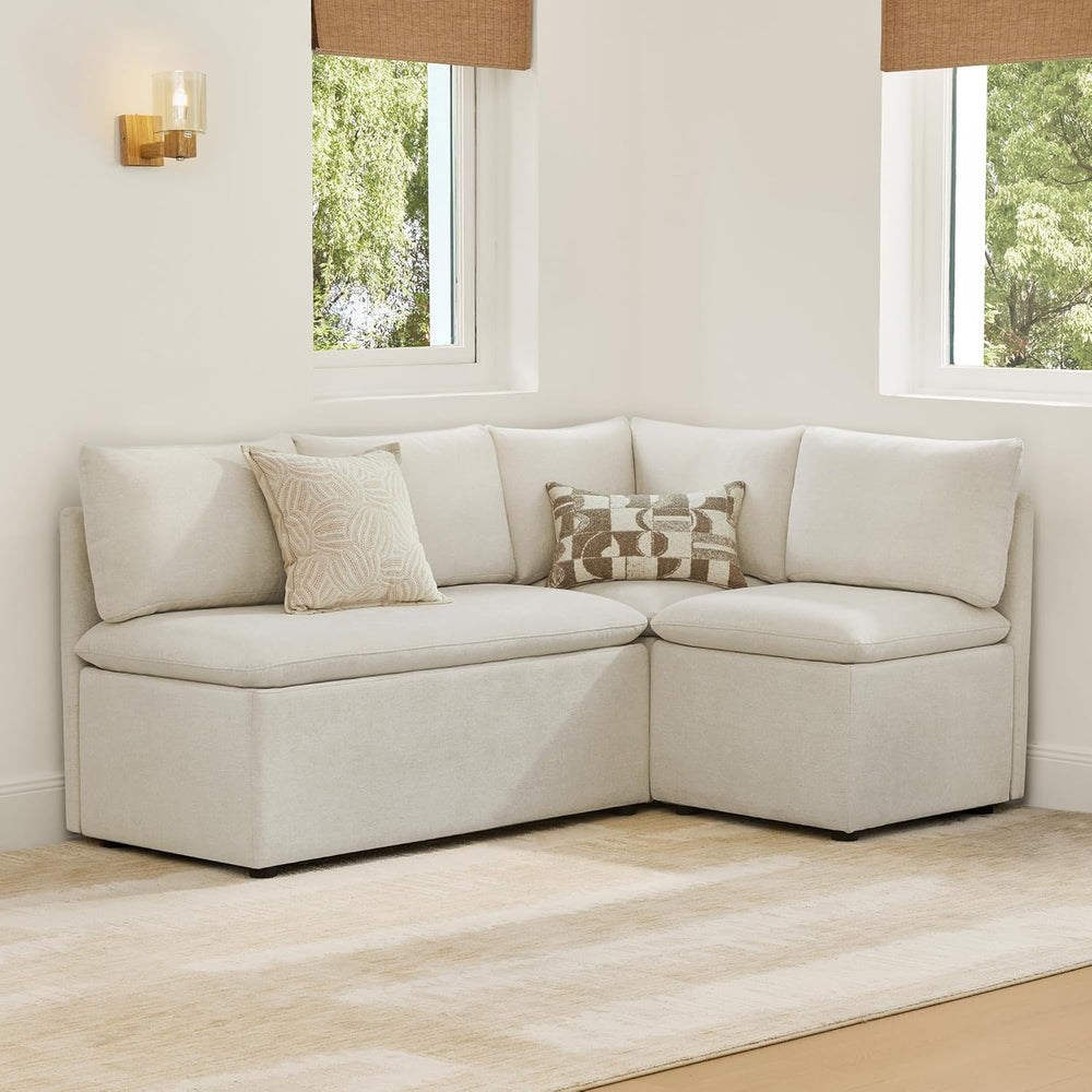 CHITA Breakfast Nook Bench with Storage, Banquette Seating, 4 Seats, Linen