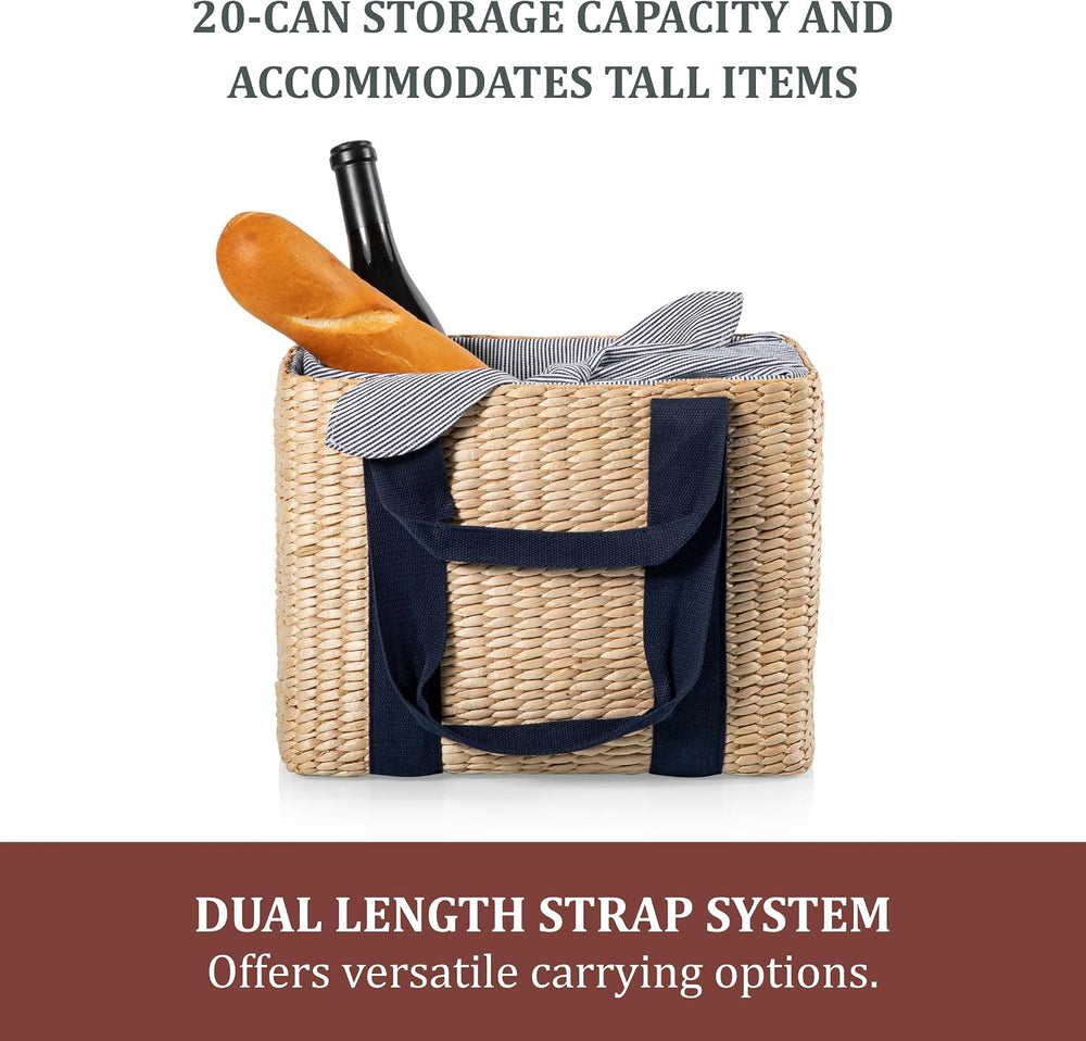 Picnic TIME Parisian Picnic Basket, Insulated Seagrass Picnic Basket, Waterpr...