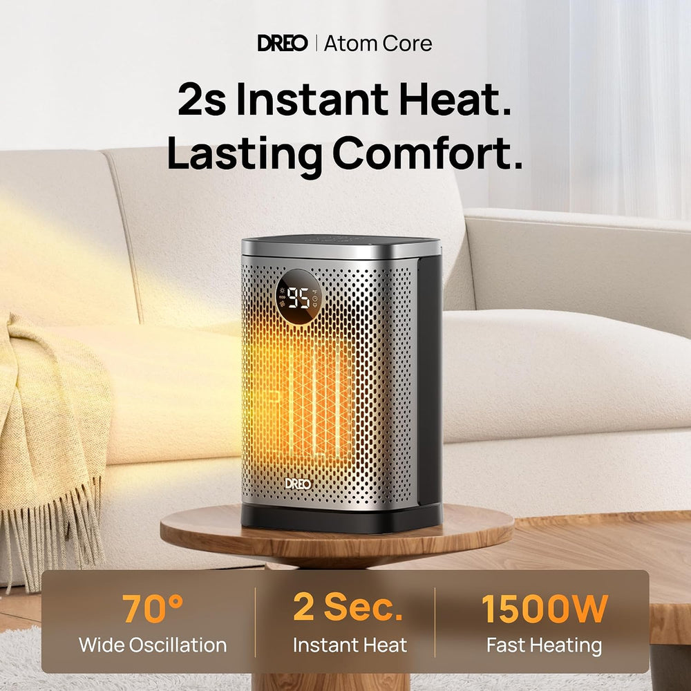 DREO Space Heater for Indoor, Portable Heater, 1500W Compact Ceramic Convecti...