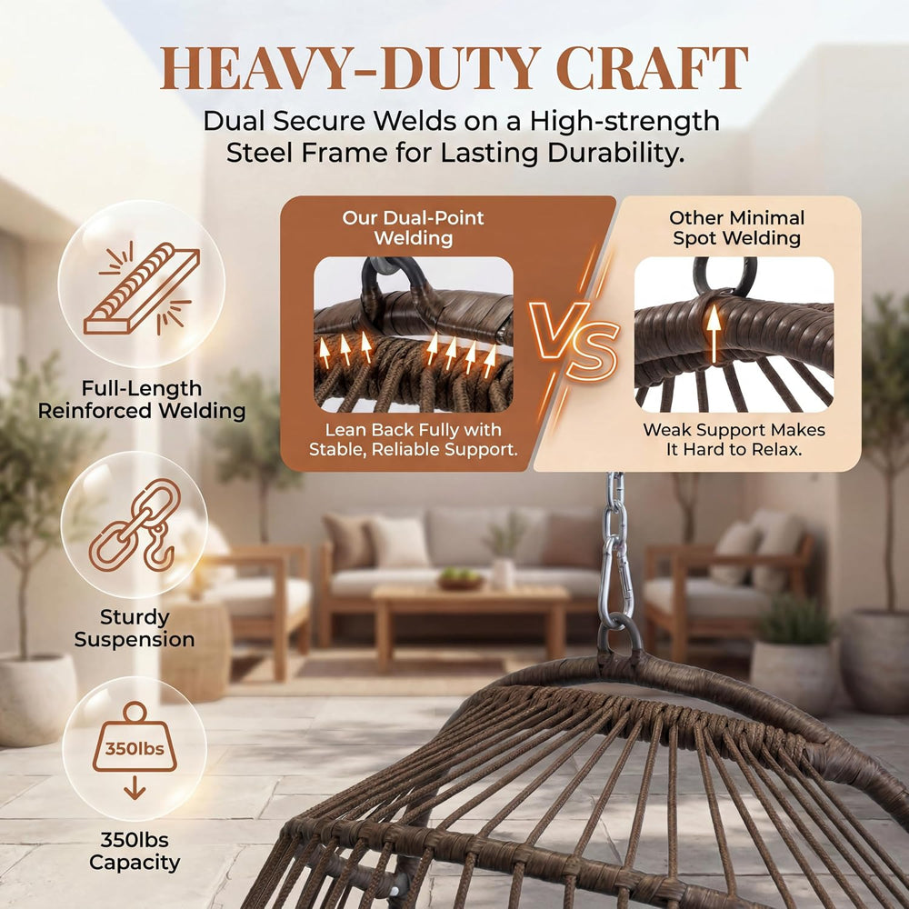 RADIATA Outdoor Hanging Egg Chair Without Stand, Wicker Swing Chair