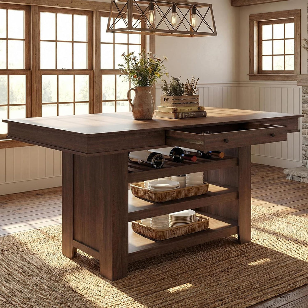 Garvee Counter Height Dining Table with 2 Drawers, 36" Farmhouse Wooden ...