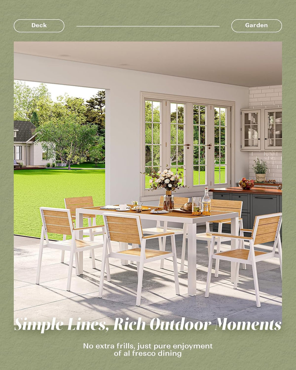 Vexwalx 7-Piece Outdoor Dining Set, Aluminum Dining Table Set for 6, Patio Ta...