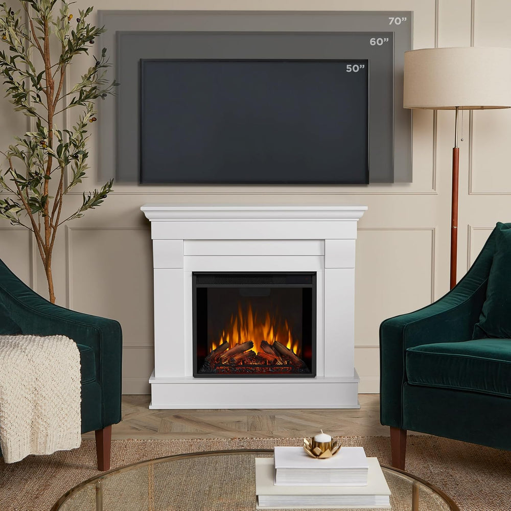 Real Flame Chateau 41” Electric Fireplace with Mantel for Living Room or Bedr...