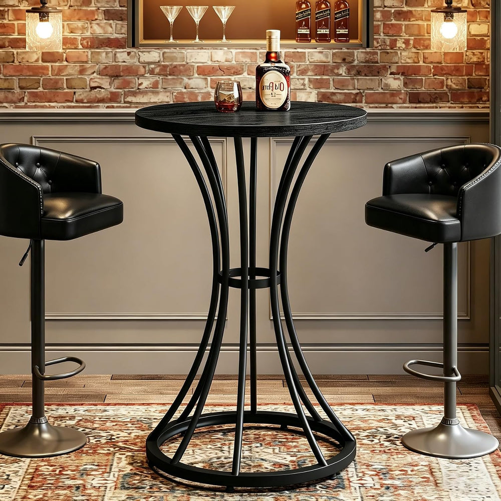 Tribesigns 37.4" H Bar Table, Round Bar Table with Curved Metal Base, Hi...