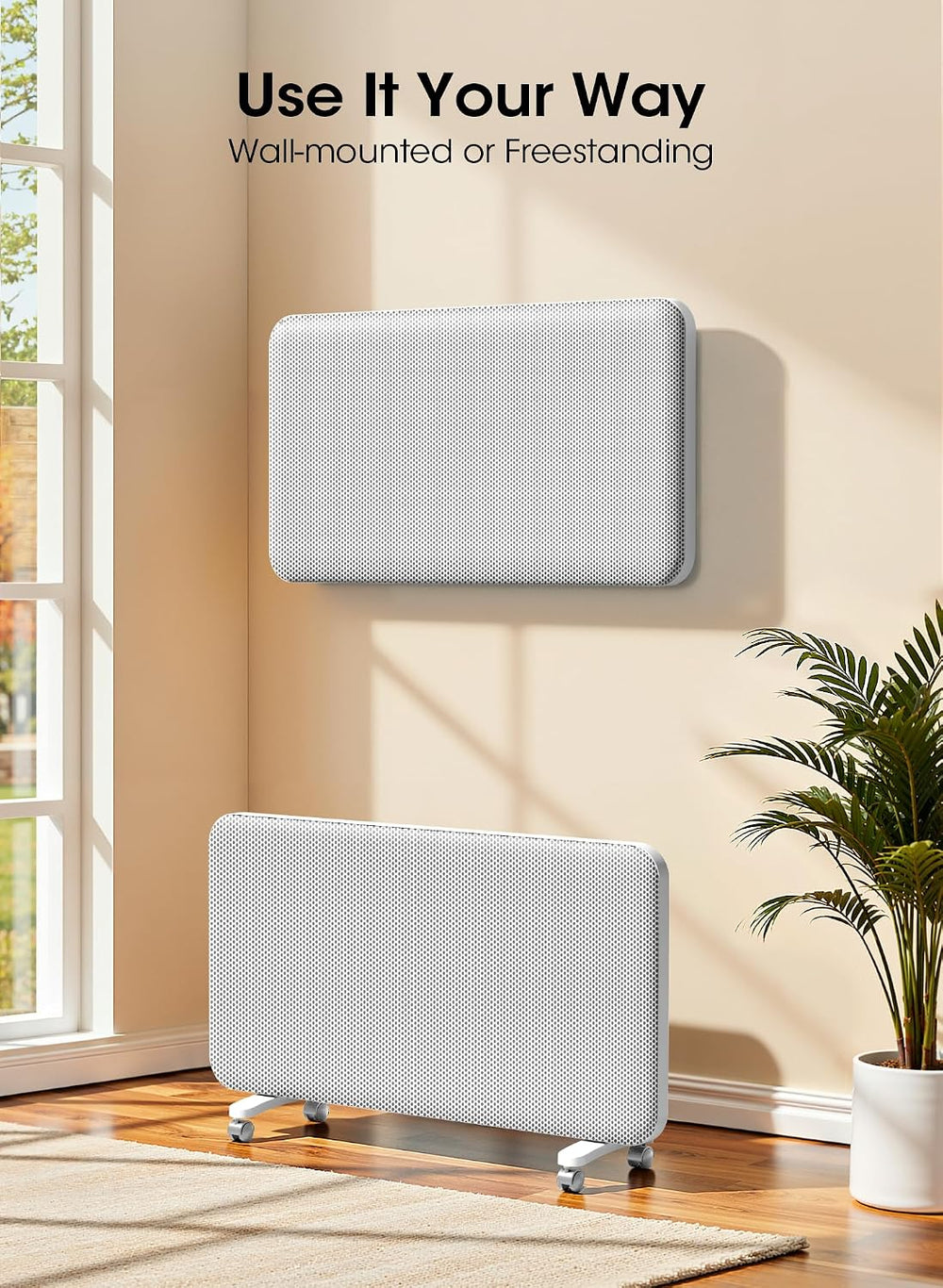 Convection Panel Space Heater Indoor Use, Large Room Electric Heater with Wif...