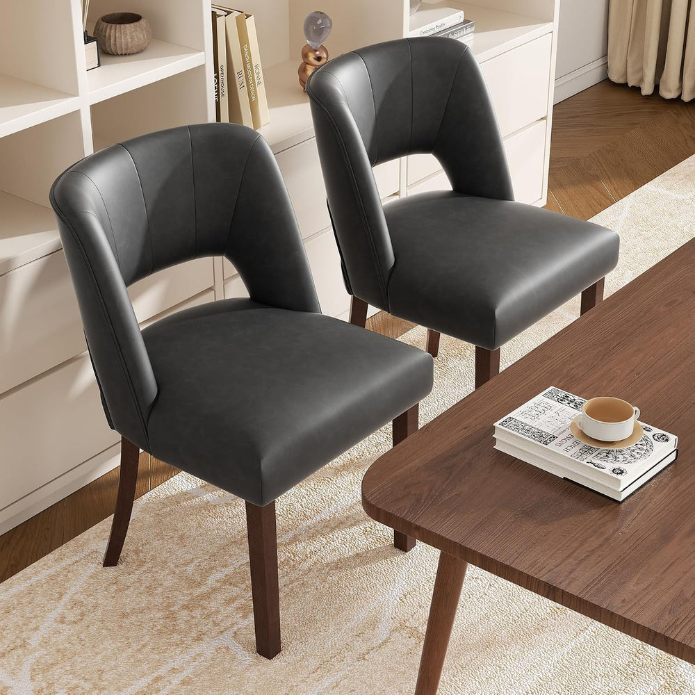 Dining Chairs Set of 6,Modern Dining Room Chairs with Thick Cushions,Faux Lea...