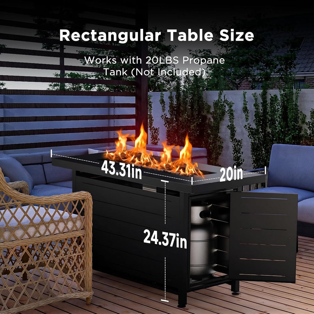 Ciays 42 Inch Gas Fire Pit Table, 60,000 BTU Propane Pits for Outside with St...