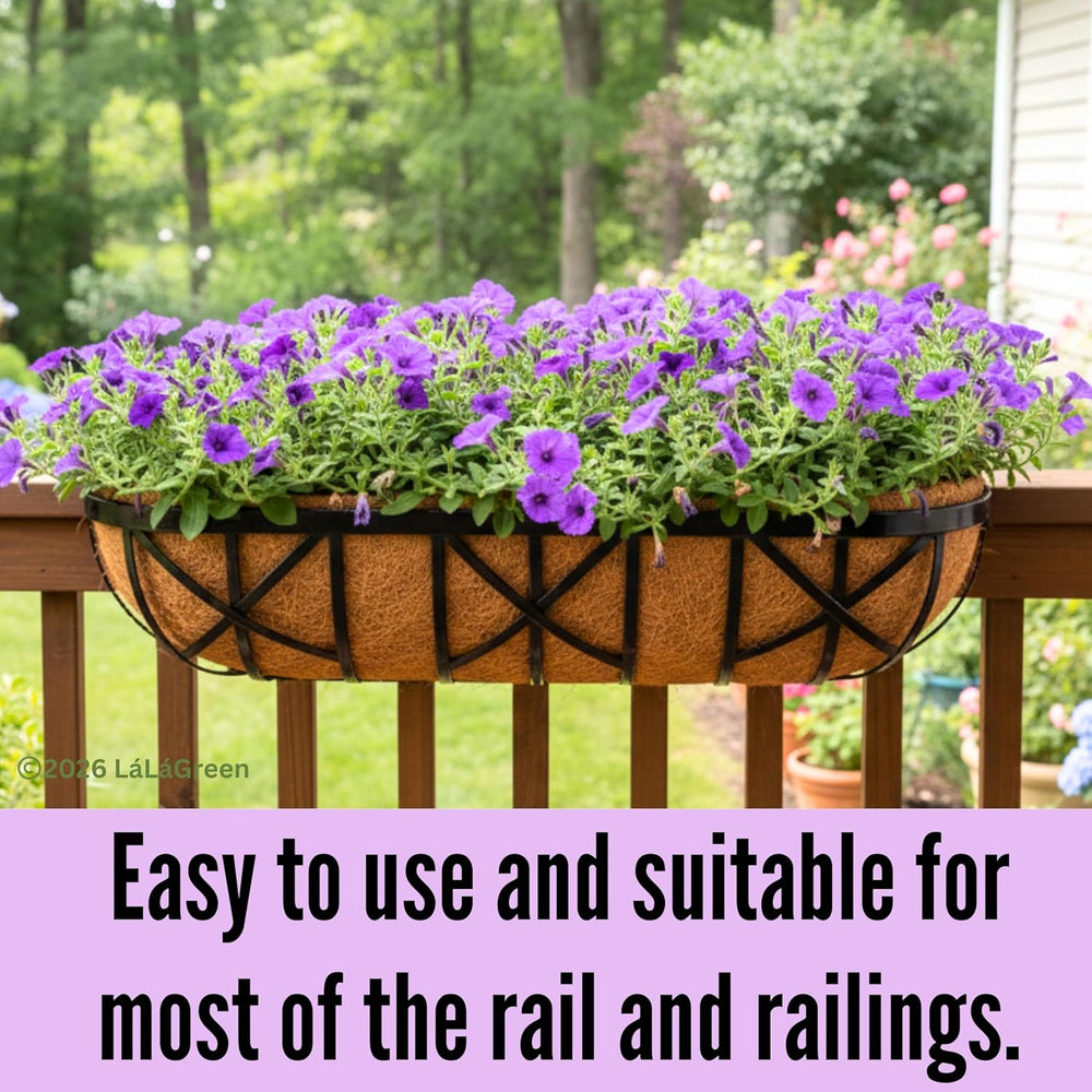 LaLaGreen 24 Inch, 2 Pack Railing Planters with Adjustable Mounting Brackets ...