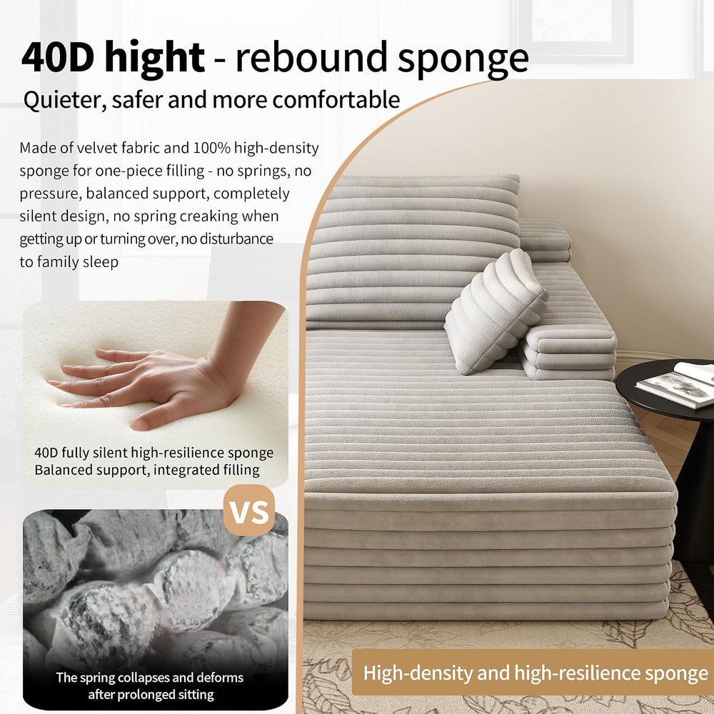 80” Oversized Double Lounge Chaise,Cloud Plush Sofa Bed,Upholstered Boneless ...