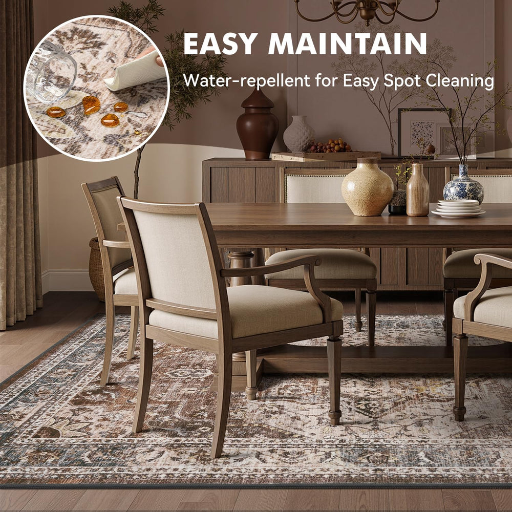 8x10 Area Rugs for Living Room Rug Brown Bedroom Rug Carpet Washable Neutral ...