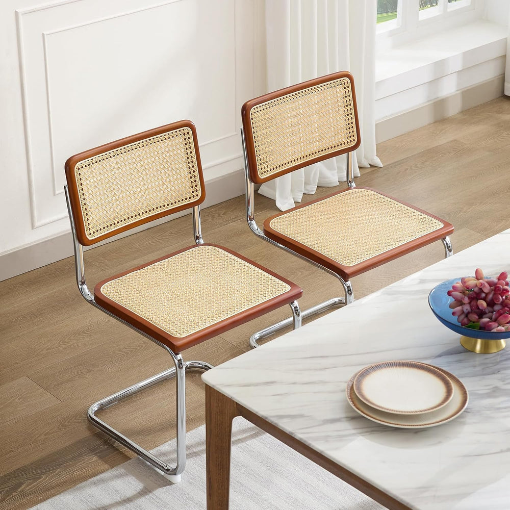 Rattan Dining Chairs Mid Century, Cesca Chairs Set of 2 for Kitchen Room