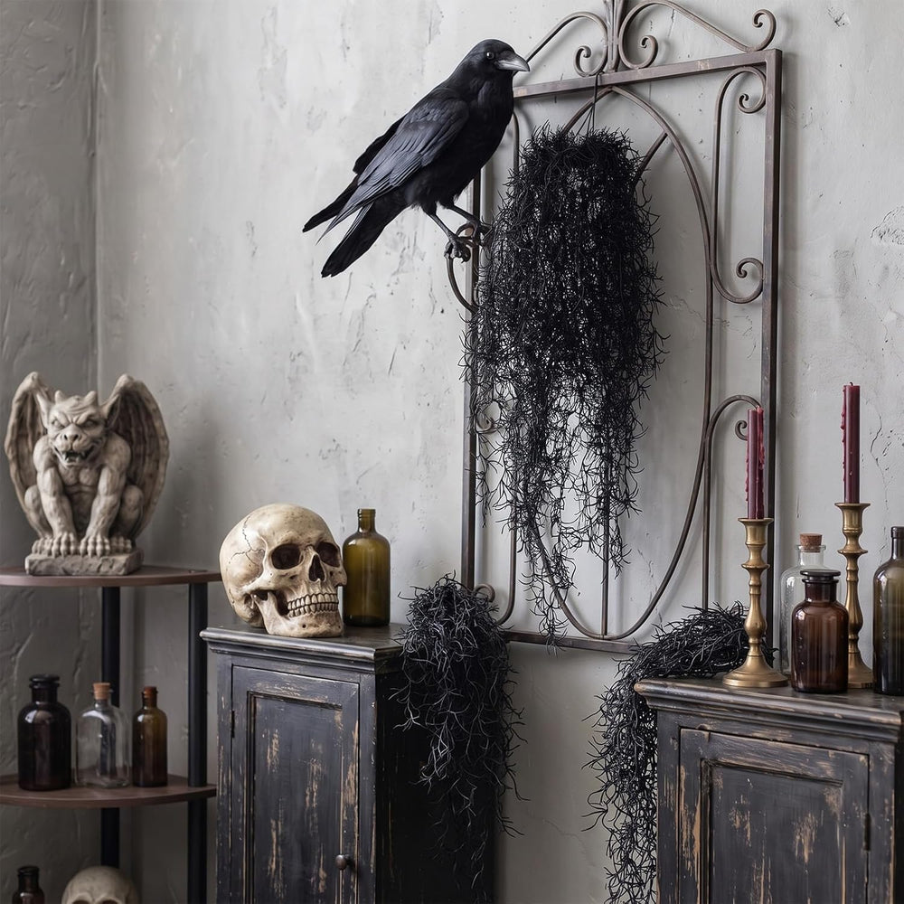 Hotop 2 Pc Artificial Spanish Moss Halloween Gothic Decor,Black