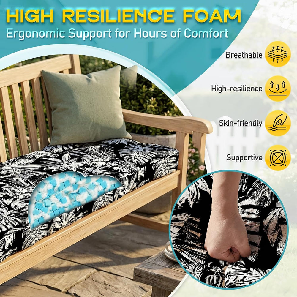 Outdoor Bench Cushion, Tufted Patio Seat Pad for Garden Bench, Porch Swing, I...