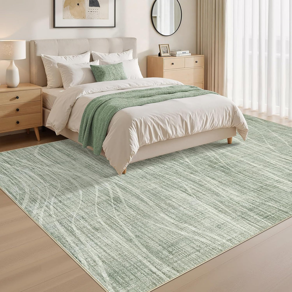 WITSHOCK 10x14 Area Rugs for Living Room, Washable Rug Large Carpet Green