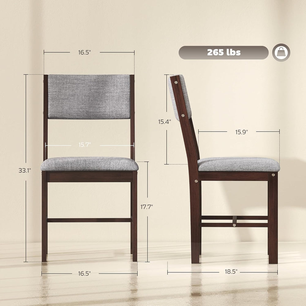 HOMCOM Solid Wood Dining Chairs Dining Room Upholstered Set of 4 Gray